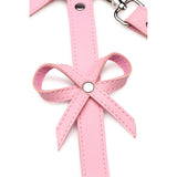 Curele de Prindere Bondage cu fundite - M/L, Roz - piele vegana, cu catarame reglabile - metal fara nichel, sigur pentru piele