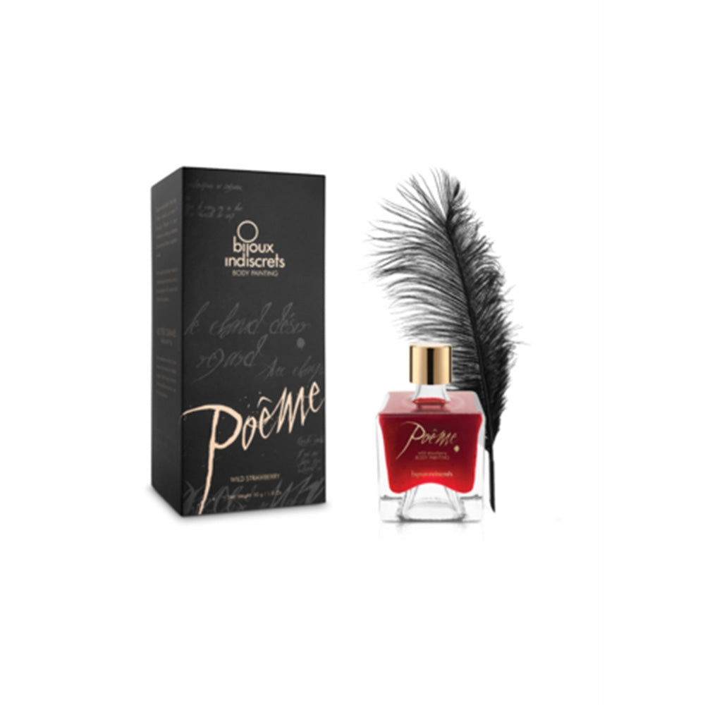 Bijoux Indiscrets 50 ml Vopsea Comestibila pentru Corp cu Gust de Capsuna Poeme cu Pana - Cadou Sexy, 0122