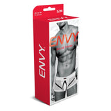 Boxeri Barbati ENVY Bulge Trunk Alb - Croiala Joasa, Sustinere Optima si Accente Sexy, S/M