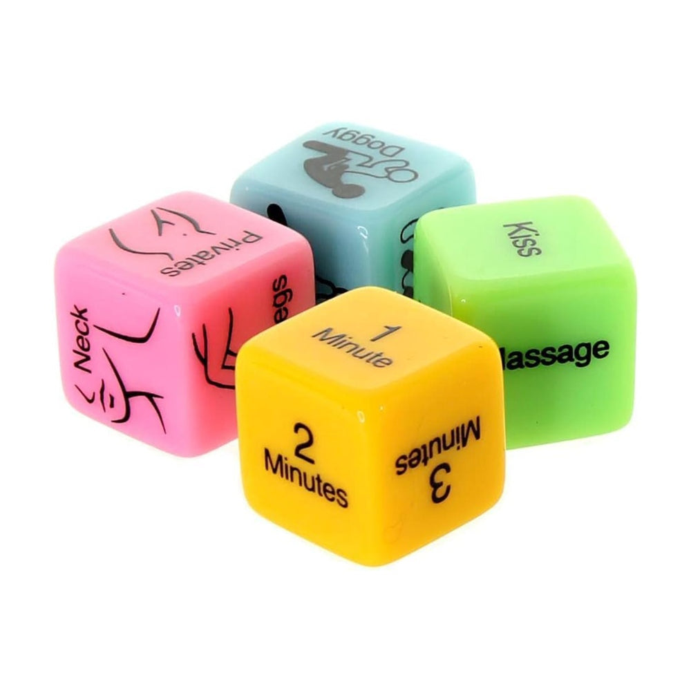 Set 4 Zaruri Multicolorate Sexy - 4 zaruri care indica partea corpului, metoda, pozitia si durata actiunii - ideal pentru jocuri in cuplu