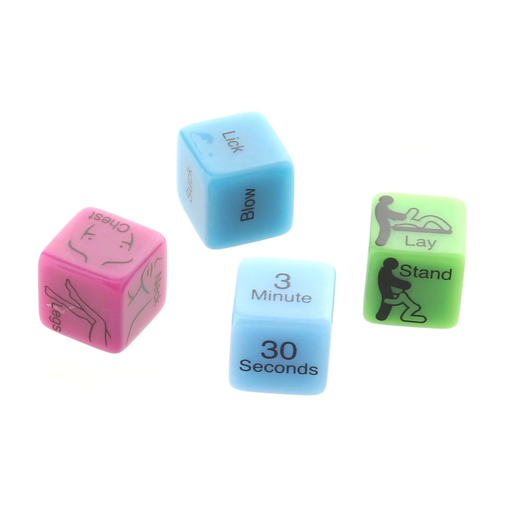 Set 4 Zaruri Kinky Pentru Preludiu Oral - 4 zaruri care indica partea corpului, metoda, pozitia si durata activitatilor - ideal pentru jocuri in cuplu