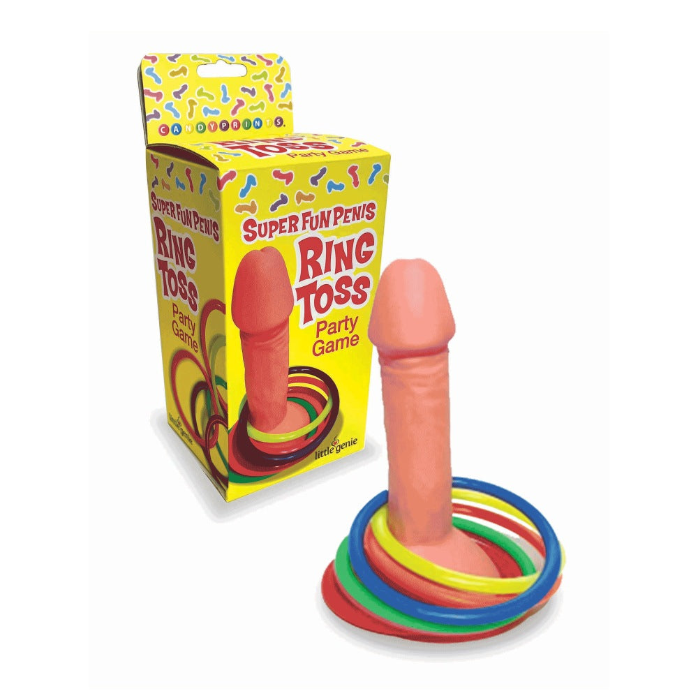 Joc de aruncat inele Penis Ring Toss - 4 inele colorate, penis gonflabil - joc distractiv pentru petreceri de burlaci/burlacite