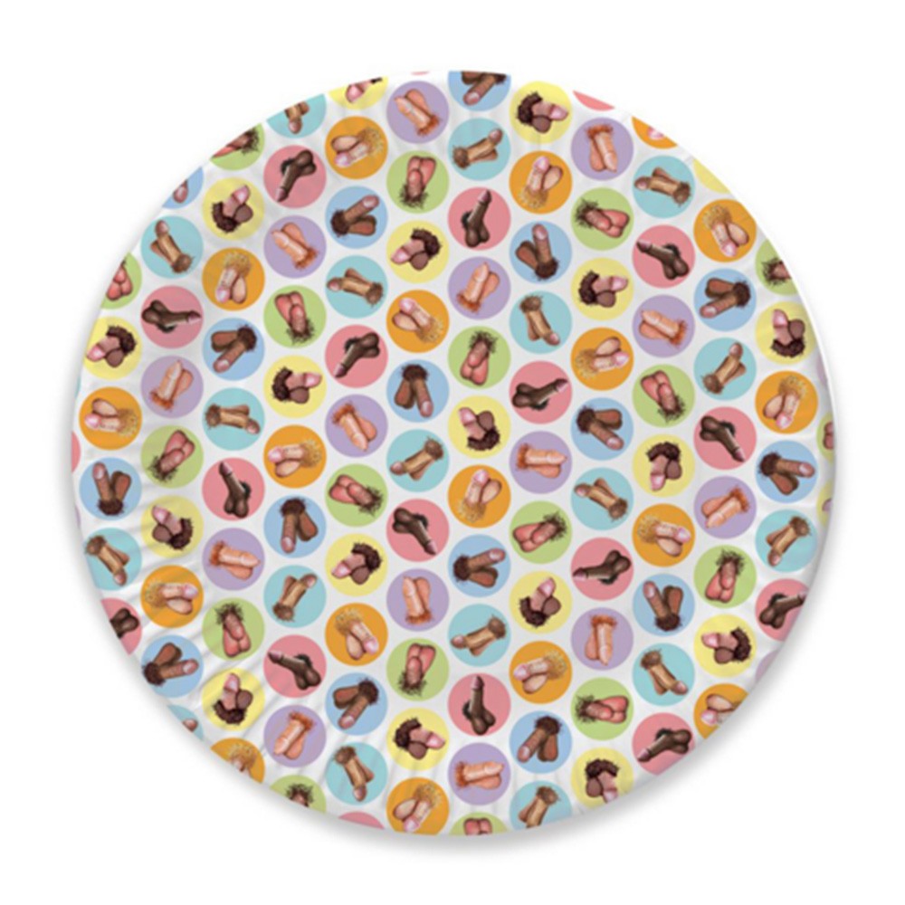 Farfurii Mini-Penis pentru Petreceri Burlacite - Set 8 Farfurii Amuzante 17.8 cm - Candyprints