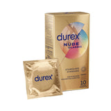 Prezervative Durex Nude Clasic - Prezervative Clasice ultra subtiri cu Lubrificant Silicon, Pachet 10 Bucati, Latime 56 mm