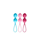 Set Bile Kegel Satisfyer 3 Bucati - 3 greutati variabile (79 g, 114 g, 150 g) pentru tonifierea muschilor pelvieni - banda de retragere pentru folosire usoara - roz, turcoaz, rosu