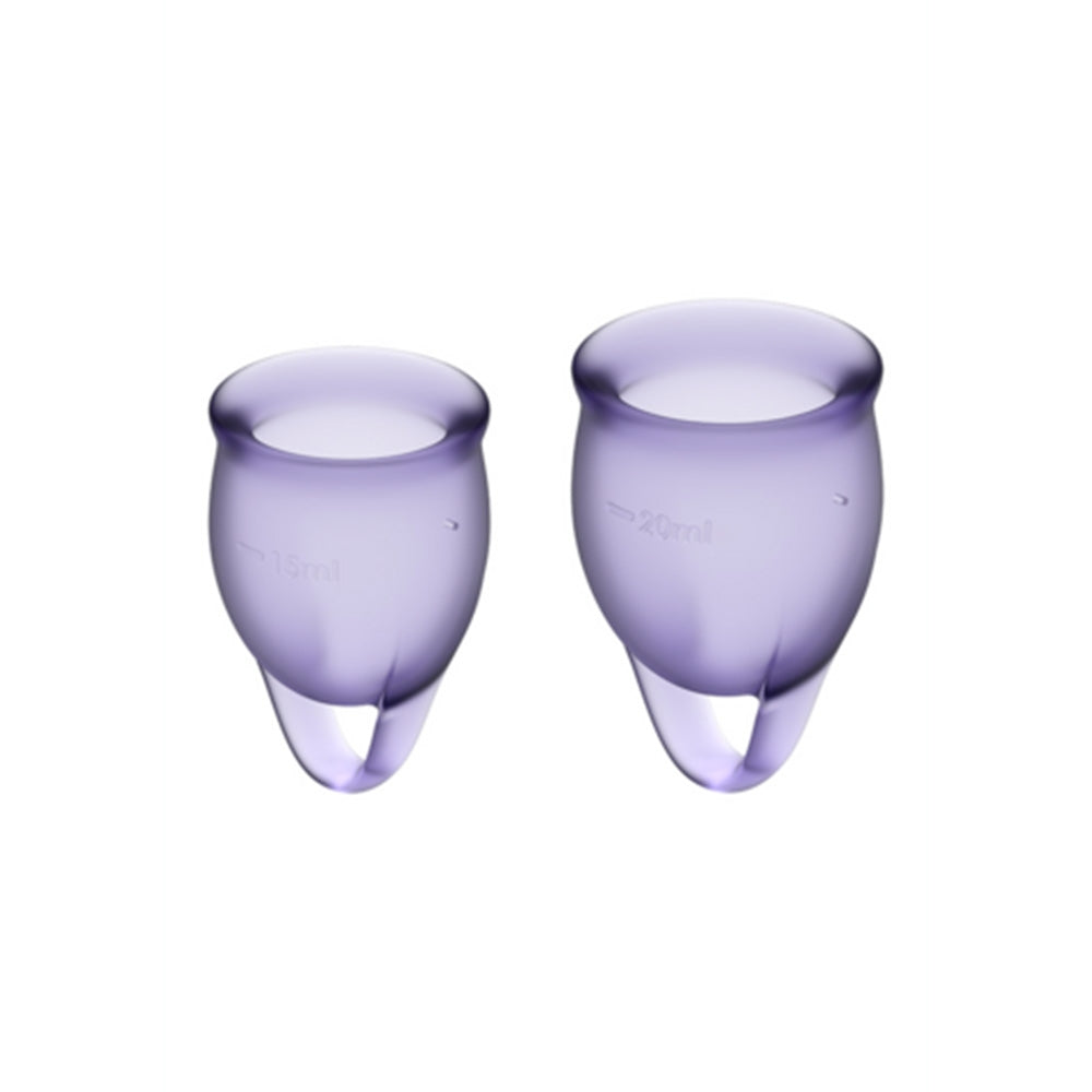 Satisfyer Feel Secure Cupa Menstruala - Cupa Reutilizabila cu Tija de Indepartare - Silicon Moale, Flexibil si Sigur pentru Corp, Usor de Introdus si Indeparat - Include 2 Dimensiuni pentru Toate Fluxurile - Mov
