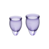 Satisfyer Feel Secure Cupa Menstruala - Cupa Reutilizabila cu Tija de Indepartare - Silicon Moale, Flexibil si Sigur pentru Corp, Usor de Introdus si Indeparat - Include 2 Dimensiuni pentru Toate Fluxurile - Mov