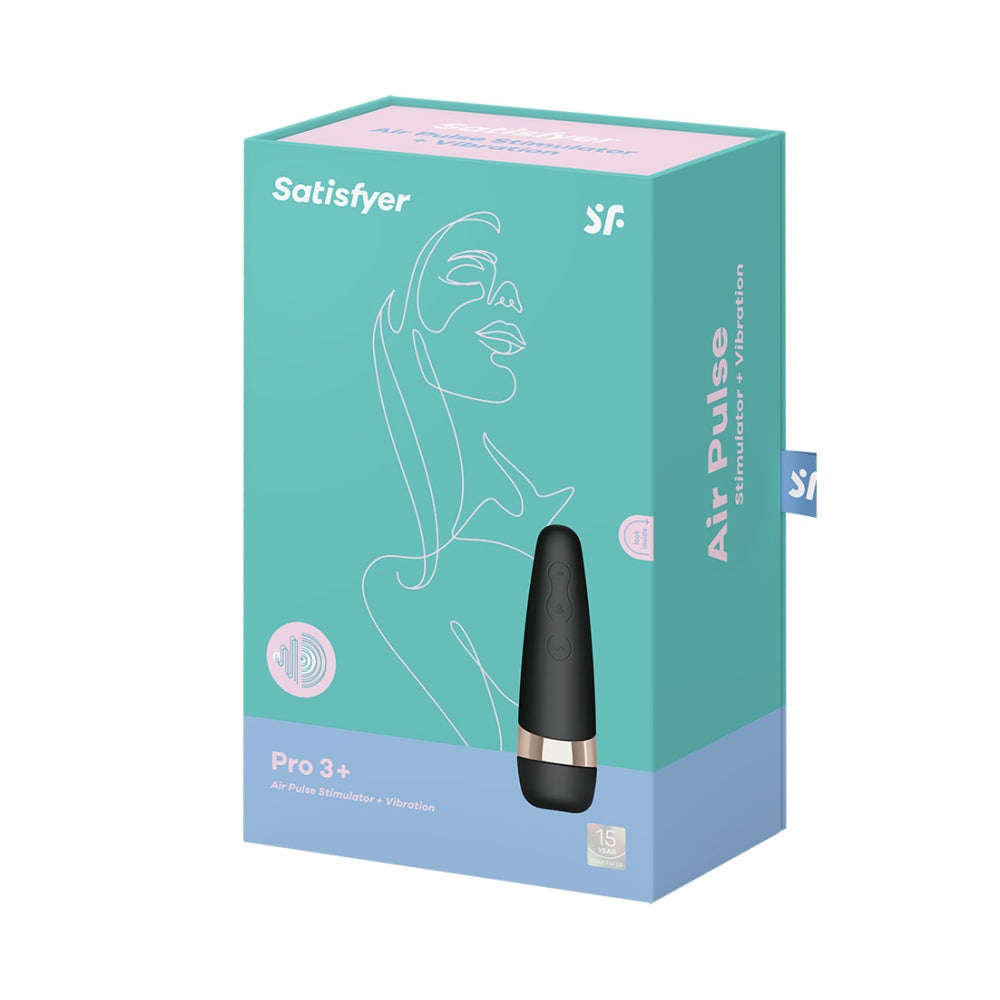 Vibrator Clitoris Satisfyer Pro 3+ | Vibrator cu Air Pulse | Vibrator cu unde de presiune | Stimulare clitoridiana | Rezistent la apa (IPX7) | Baterie reincarcabila | Silicon prietenos cu pielea Negru/Auriu