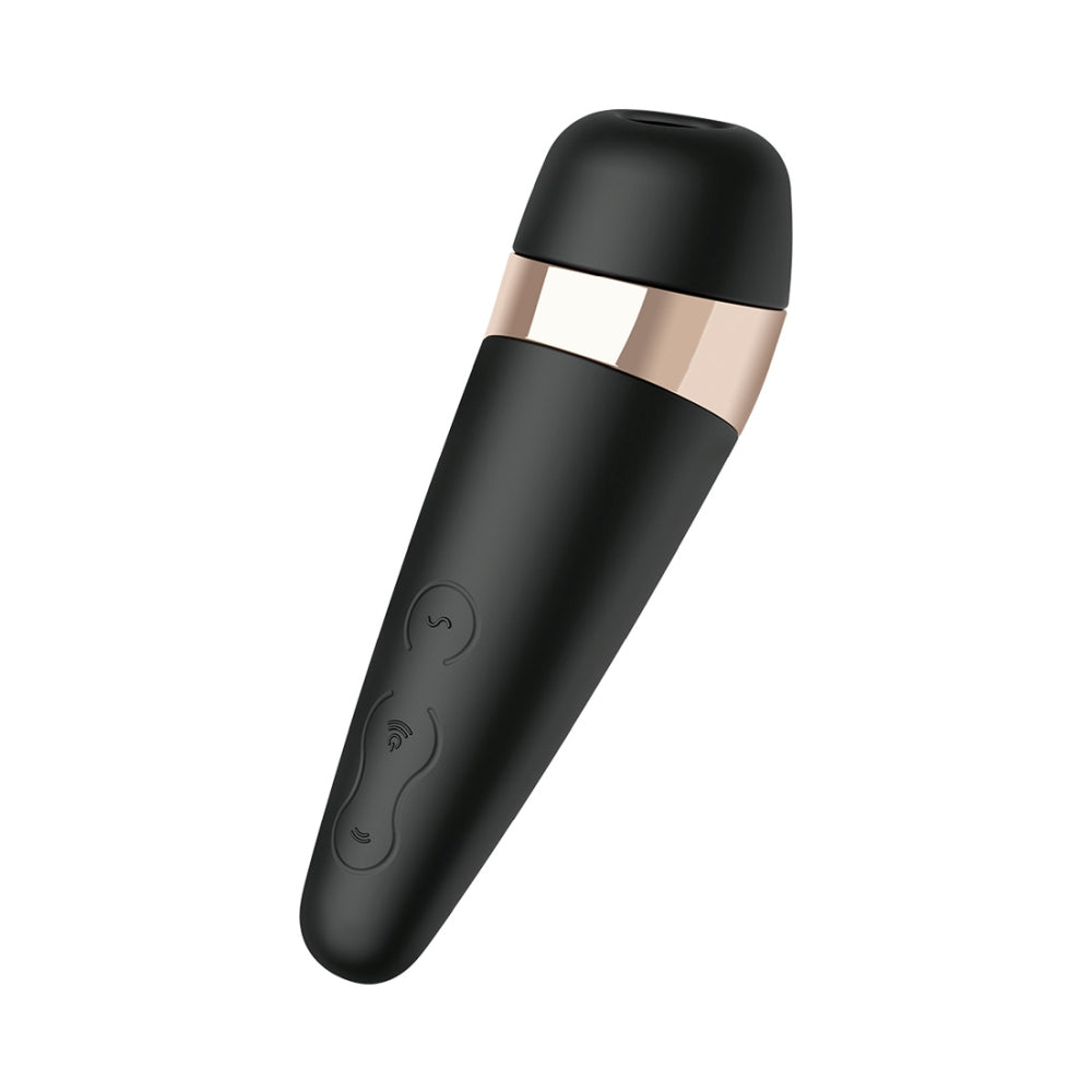 Vibrator Clitoris Satisfyer Pro 3+ | Vibrator cu Air Pulse | Vibrator cu unde de presiune | Stimulare clitoridiana | Rezistent la apa (IPX7) | Baterie reincarcabila | Silicon prietenos cu pielea Negru/Auriu