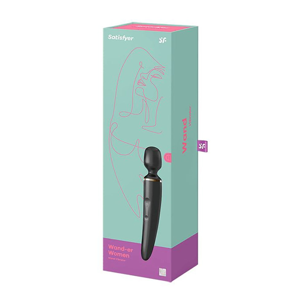 Vibrator Wand Satisfyer Wand-er Woman Negru - perfect pentru masaj in cuplu si stimulare intima - versatil si puternic, reincarcabil