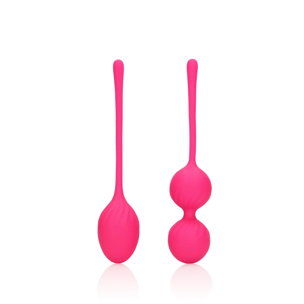 Set Kegel 2 Bile cu vibratii Roz - pentru antrenament si imbunatatirea muschilor podelei pelviene - material sigur, rezistent la apa - 16.7 cm