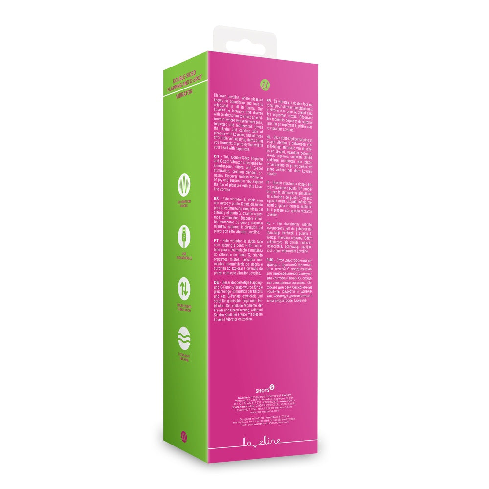 Vibrator Dublu Silentios Loveline Roz - stimulare punctul G, sistem de clapare - silentios 50 Db - reincarcabil, 10 Moduri Vibratii