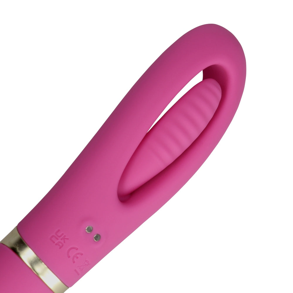 Vibrator Dublu Silentios Loveline Roz - stimulare punctul G, sistem de clapare - silentios 50 Db - reincarcabil, 10 Moduri Vibratii
