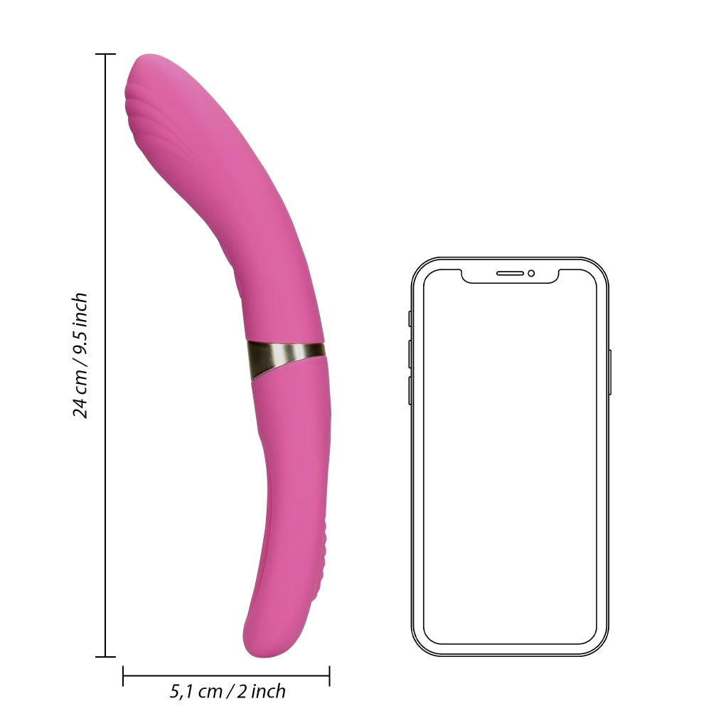Vibrator Dublu Silentios Loveline Roz - stimulare punctul G, sistem de clapare - silentios 50 Db - reincarcabil, 10 Moduri Vibratii