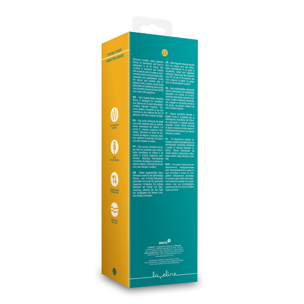 Vibrator Dublu Loveline Double-Sided Vibrating Wand - Verde, silicon moale - Stimulator punctul G si clitoris - 10 Moduri Vibratii - Silentios 50 Db, reincarcabil