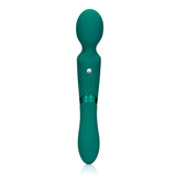 Vibrator Dublu Loveline Double-Sided Vibrating Wand - Verde, silicon moale - Stimulator punctul G si clitoris - 10 Moduri Vibratii - Silentios 50 Db, reincarcabil