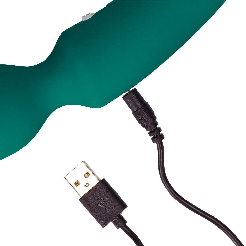 Vibrator Dublu Loveline Double-Sided Vibrating Wand - Verde, silicon moale - Stimulator punctul G si clitoris - 10 Moduri Vibratii - Silentios 50 Db, reincarcabil
