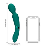 Vibrator Dublu Loveline Double-Sided Vibrating Wand - Verde, silicon moale - Stimulator punctul G si clitoris - 10 Moduri Vibratii - Silentios 50 Db, reincarcabil