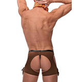 Costum Sexy Cowboy Barbati Male Power - Set 4 Piese - Slip Wet Look, Decupaje si Franjuri, Bandana, Insigna Serif