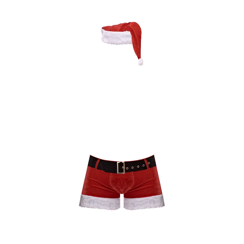 Costum Sexy Mos Craciun - set festiv sexy de craciun pentru barbati - boxeri tematici cu caciula de Mos Craciun