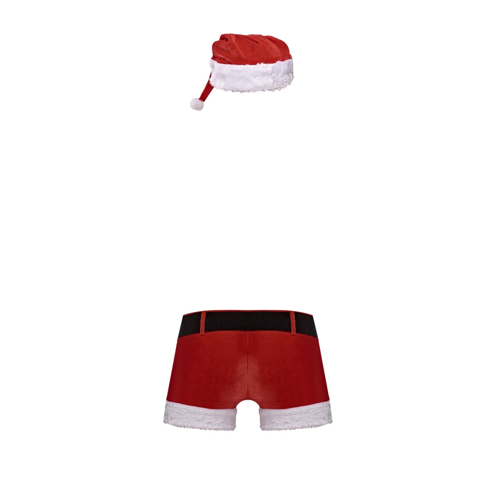 Costum Sexy Mos Craciun - set festiv sexy de craciun pentru barbati - boxeri tematici cu caciula de Mos Craciun