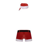 Costum Sexy Mos Craciun - set festiv sexy de craciun pentru barbati - boxeri tematici cu caciula de Mos Craciun