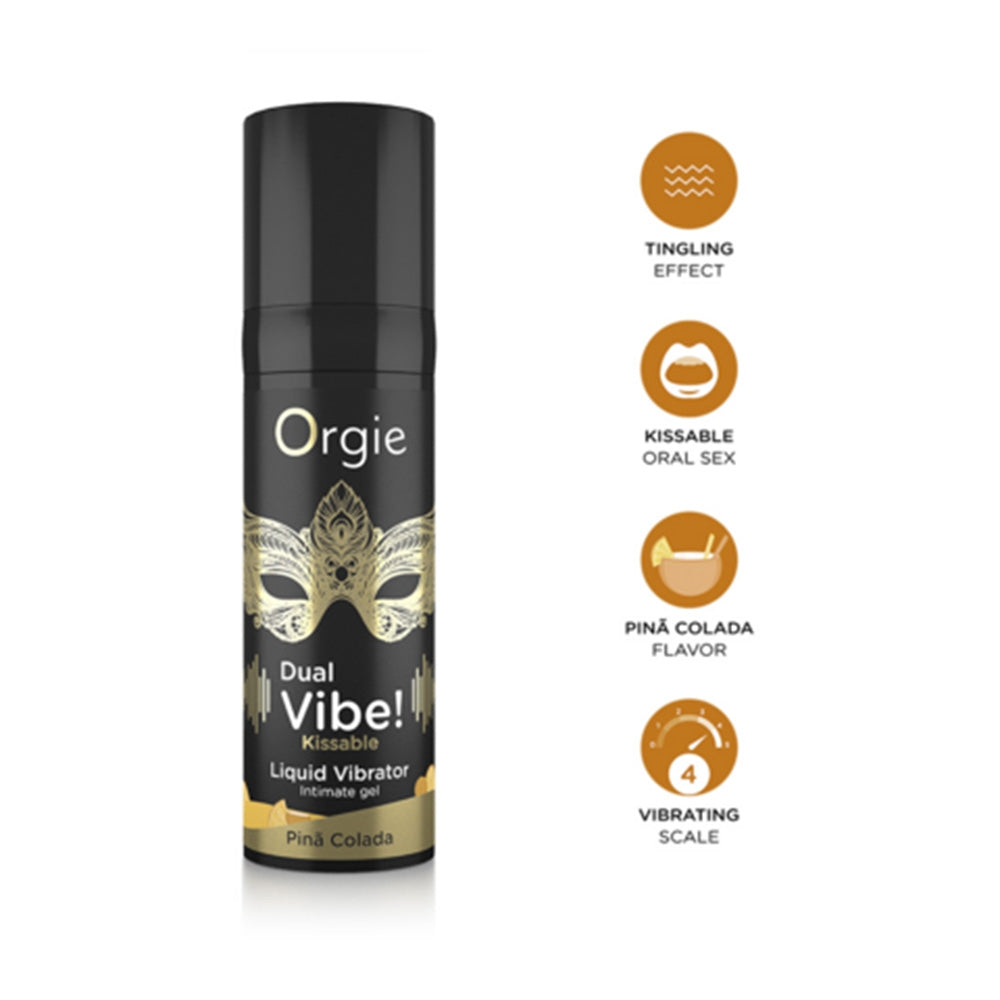 Lubrifiant Vibrator Comestibil Pina Colada - Dual Vibe - Efect Vibrant pentru Stimulare Orala si Intimitate - 15 ml