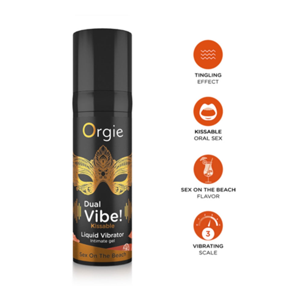 Lubrifiant Vibrator Comestibil Sex on the Beach Dual Vibe - Efect Vibrant pentru Stimulare Orala si Intimitate - 15 ml