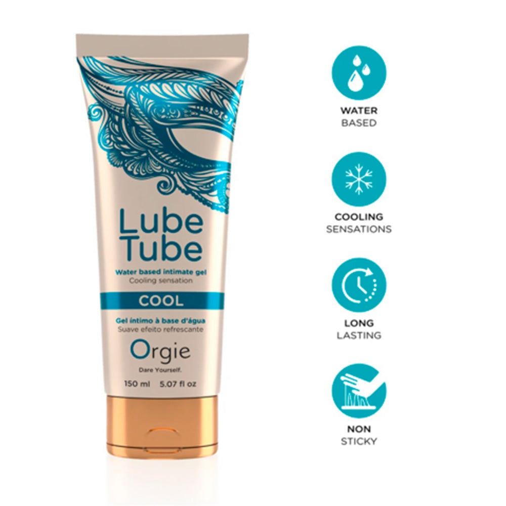 Lubrifiant pe baza de apa Lube Tube Cool - Efect racoritor si furnicaturi, Formula braziliana, Usor de curatat, Lubrifiant intim pentru barbati si femei - 150 ml