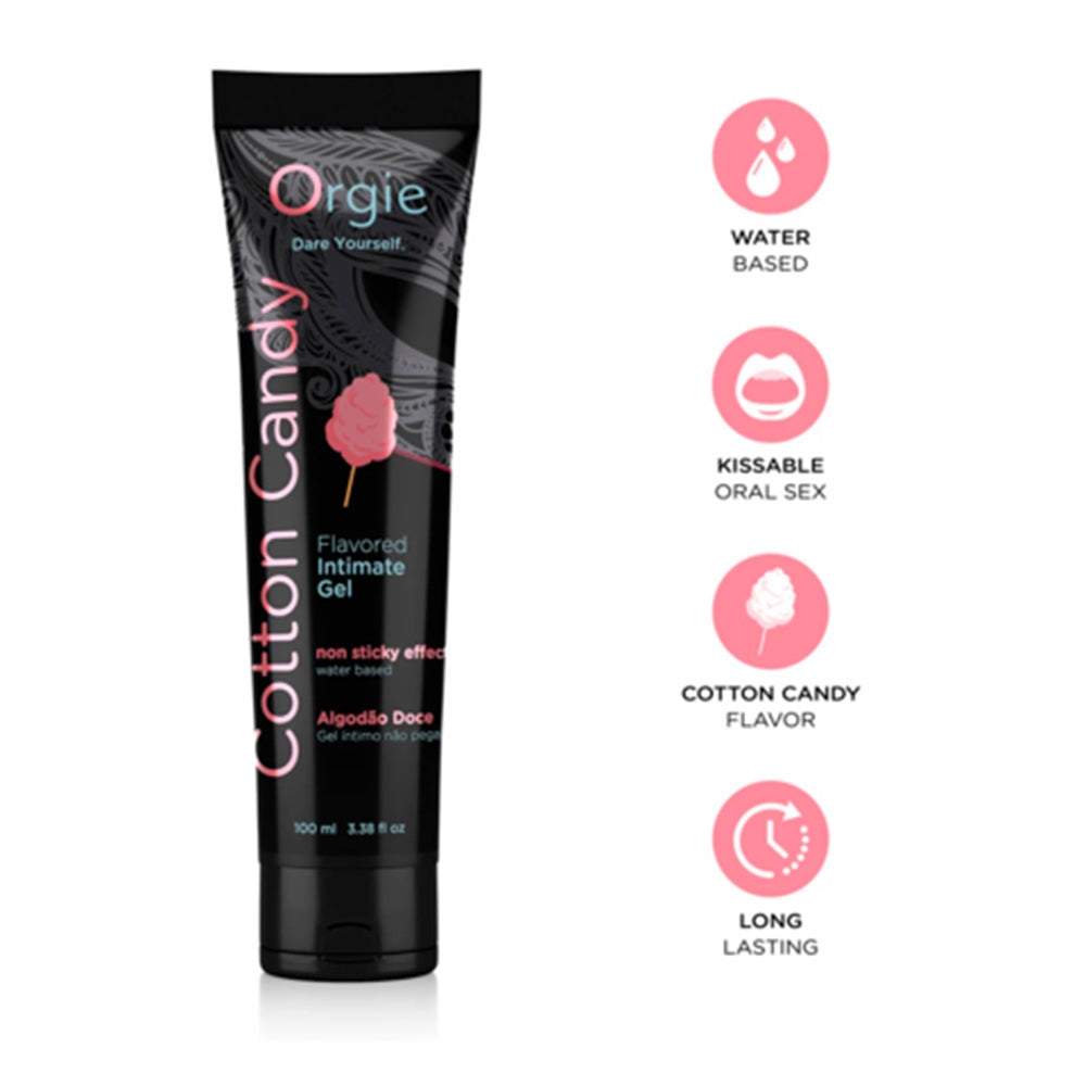 Lubrifiant Sarutabil pe Baza de Apa Lube Tube Cotton Candy - Aroma si Gust de Vata de Zahar, Perfect pentru Sex Oral, Efect de Lunga Durata, Non-Lipicios si Non-Gras - 100 ml
