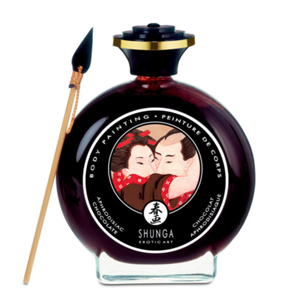 Vopsea Comestibila Shunga pentru Corp Premium - Gust de Capsuna si Vin - Aplicator Inclus - Edible Body Paint - 100 ml