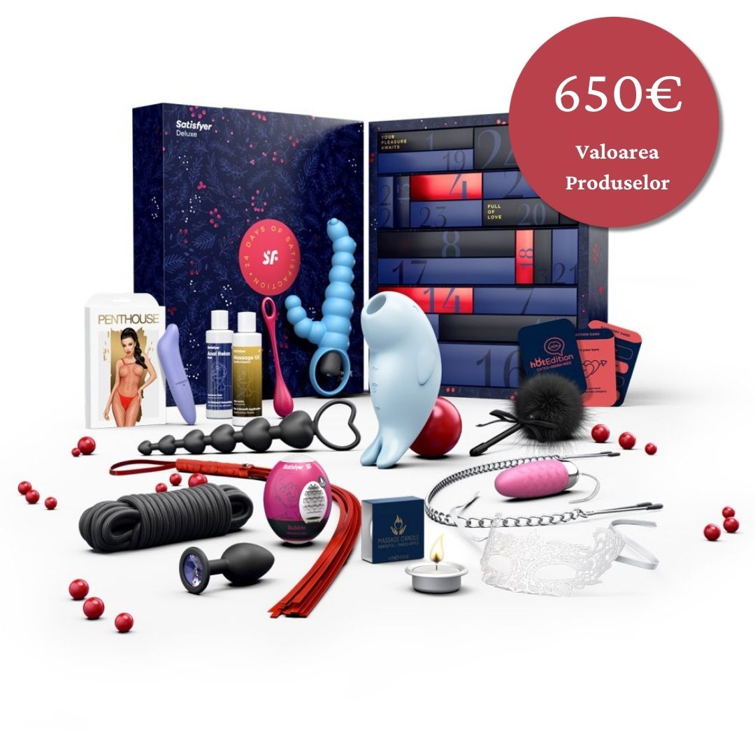 Satisfyer Calendar Advent 2024 - Jucarii Erotice, Vibrator Air Pulse, Ulei de Masaj si Lichid Anal Relax, 24 Surprize pentru Placeri Senzuale
