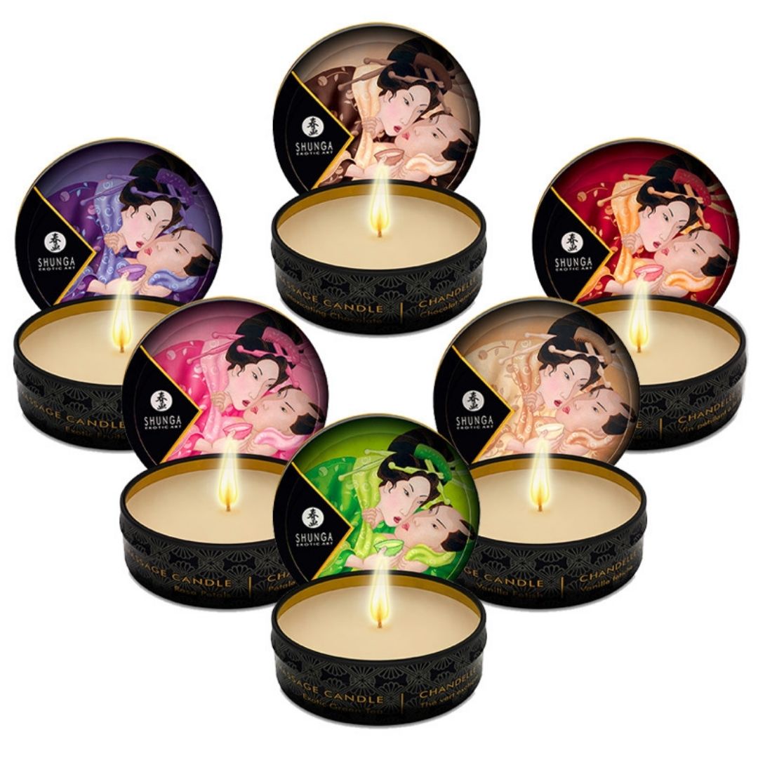 Lumanare Masaj Shunga Desire 30 ml - aroma subtile de vanilia, ardere de pana la 4 ore - 100% uleiuri naturale, se topesc intr-un ulei de masaj cald si hranitor - ambalaj elegant
