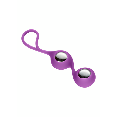 Bile Kegel Duo Cloud 9 Novelties - 2 bile de metal cu carapace de silicon Mov - pentru sanatatea pelviana, 28 g per bila benwa - 8.6 cm