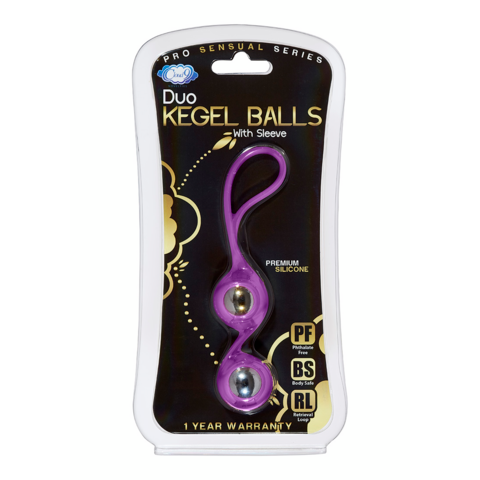 Bile Kegel Duo Cloud 9 Novelties - 2 bile de metal cu carapace de silicon Mov - pentru sanatatea pelviana, 28 g per bila benwa - 8.6 cm