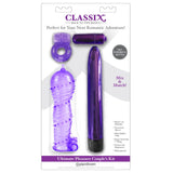 Set Erotic 4 Piese pentru Cupluri Mov - Inel pentru Penis cu vibratii, vibrator bullet, manson pentru penis cu striatii - ideal pentru incepatori sau pentru nopti senzuale
