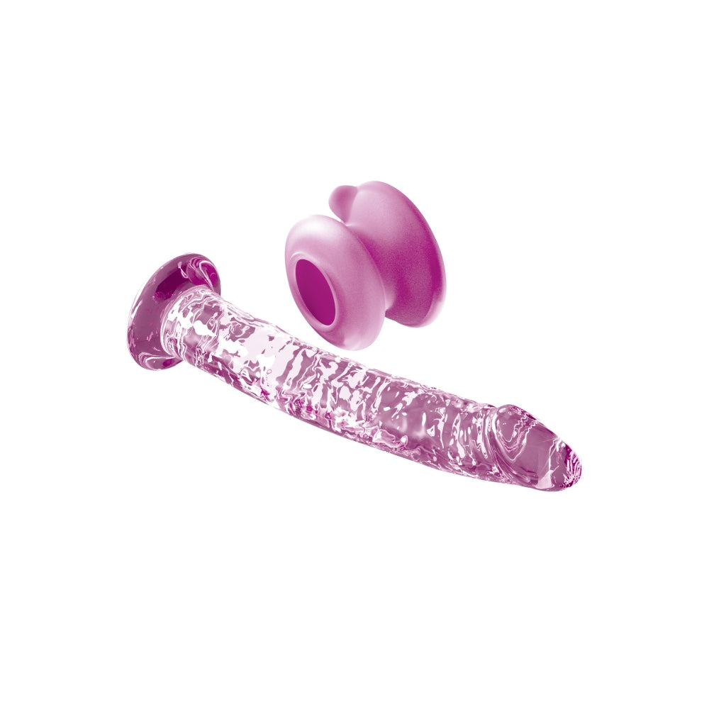 Dildo de Sticla cu Ventuza Icicles No. 86 - Roz, 17 cm - design din sticla lucrata manual cu baza de ventuza detasabila - ideal pentru jocuri termice, poate fi racit sau incalzit - compatibil cu curele strap-on