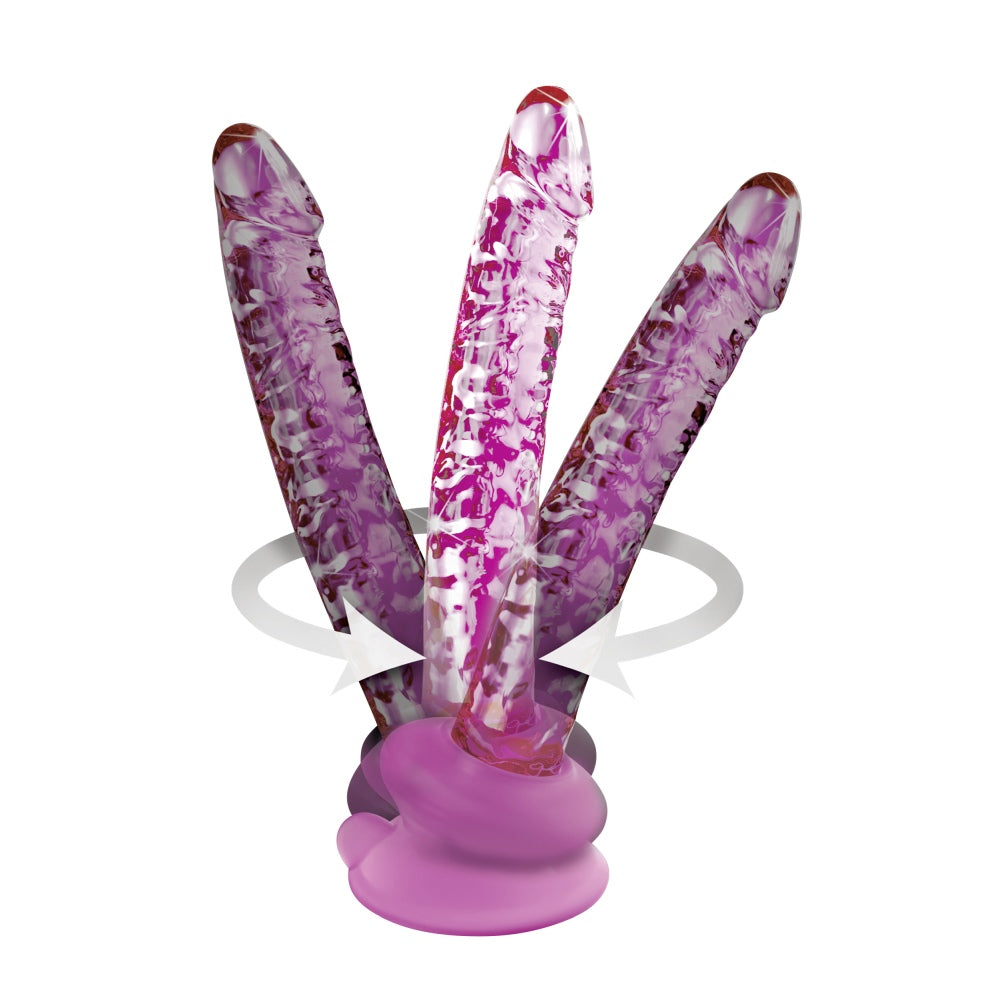 Dildo de Sticla cu Ventuza Icicles No. 86 - Roz, 17 cm - design din sticla lucrata manual cu baza de ventuza detasabila - ideal pentru jocuri termice, poate fi racit sau incalzit - compatibil cu curele strap-on