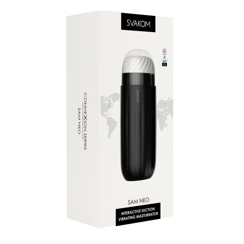 SVAKOM Sam Neo Masturbator Electric cu Control prin Aplicatie, 5 Moduri de Vibratie si Suctiune, Jucarie Sexuala pentru Barbati, Masturbator cu Vagin 3D