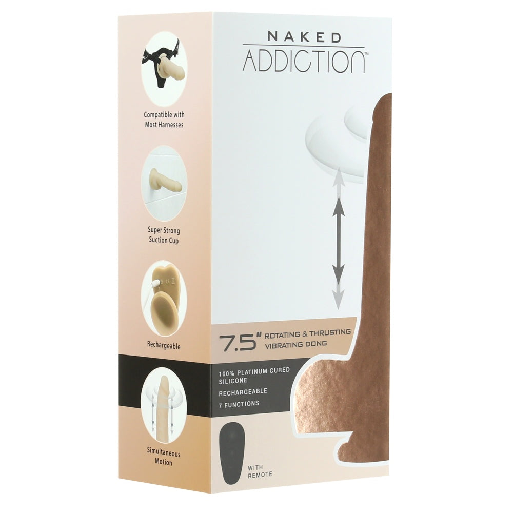 Vibrator Realist Rotativ si cu Impingere Naked Addiction 19 cm - Silicon Medical, Ventuza Puternica, Compatibil Strap-on