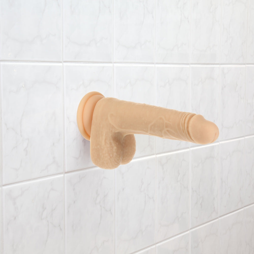 Vibrator Realist Rotativ si cu Impingere Naked Addiction 19 cm - Silicon Medical, Ventuza Puternica, Compatibil Strap-on