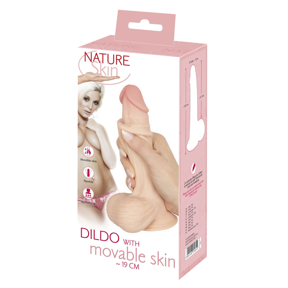 Naturdildo flexibil cu ventuza puternica Nature Skin, realist cu detalii anatomice, compatibil strap-on - 18.7 cm
