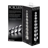 Dildo de Sticla Icicles No. 2 - Transparent, 22.5 cm - design din sticla lucrata manual cu bile stimulante - ideal pentru jocuri termice, poate fi racit sau incalzit