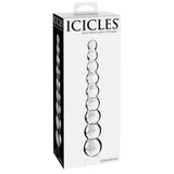 Dildo de Sticla Icicles No. 2 - Transparent, 22.5 cm - design din sticla lucrata manual cu bile stimulante - ideal pentru jocuri termice, poate fi racit sau incalzit