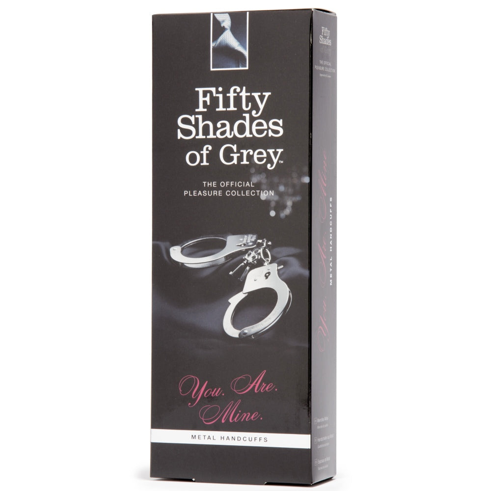 Catuse de Metal Fifty Shades of Grey You Are Mine - ideal pentru incepatori in explorarea jocurilor de bondage - include saculet din satin si 2 chei
