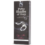 Catuse de Metal Fifty Shades of Grey You Are Mine - ideal pentru incepatori in explorarea jocurilor de bondage - include saculet din satin si 2 chei
