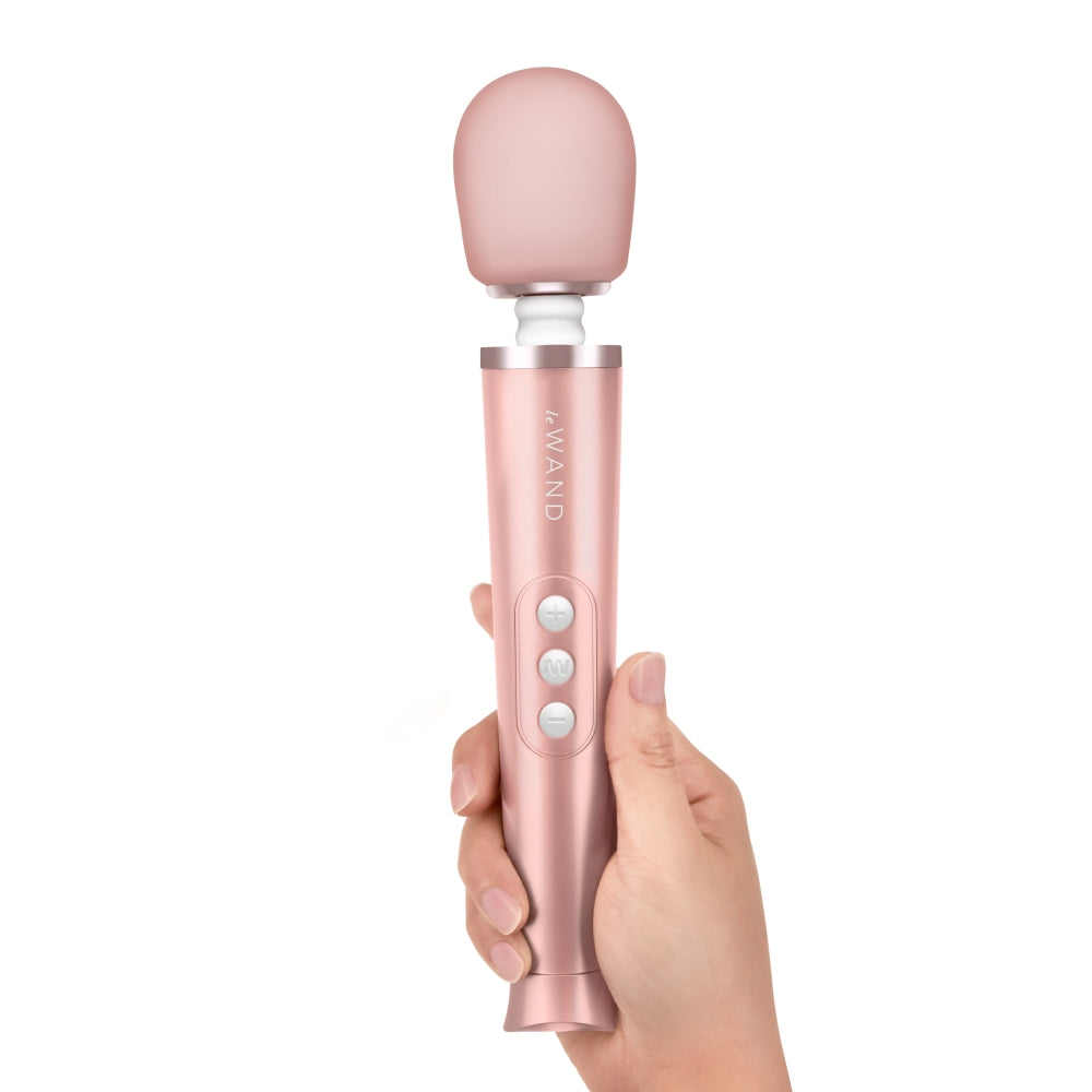 Le Wand Massagator Vibrator Compact cu 6 Moduri de Vibratie si 10 Viteze, Silicon Sigur pentru Corp, Reincarcabil USB, Roz Metalic