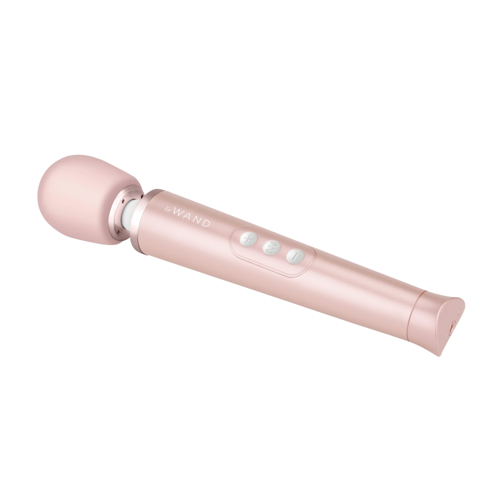 Le Wand Massagator Vibrator Compact cu 6 Moduri de Vibratie si 10 Viteze, Silicon Sigur pentru Corp, Reincarcabil USB, Roz Metalic