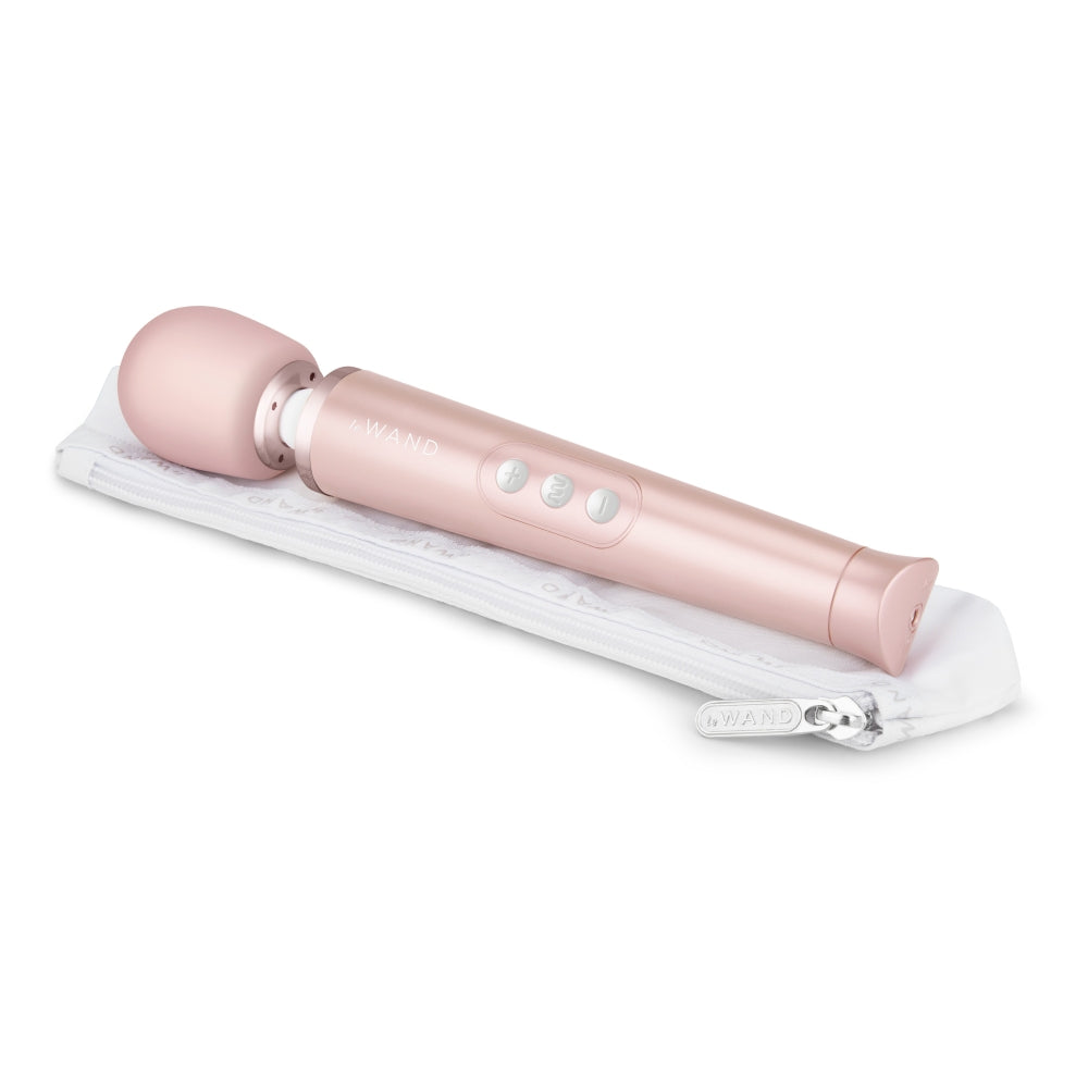Le Wand Massagator Vibrator Compact cu 6 Moduri de Vibratie si 10 Viteze, Silicon Sigur pentru Corp, Reincarcabil USB, Roz Metalic