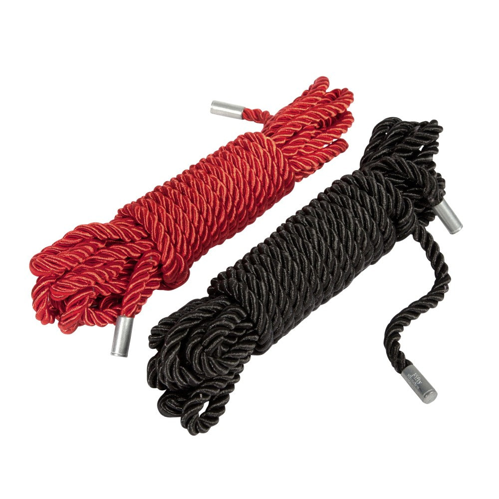 Set Franghii Bondage Shibari - 2 Bucati, 5 Metri, Rosu si Negru, Pentru Imobilizare